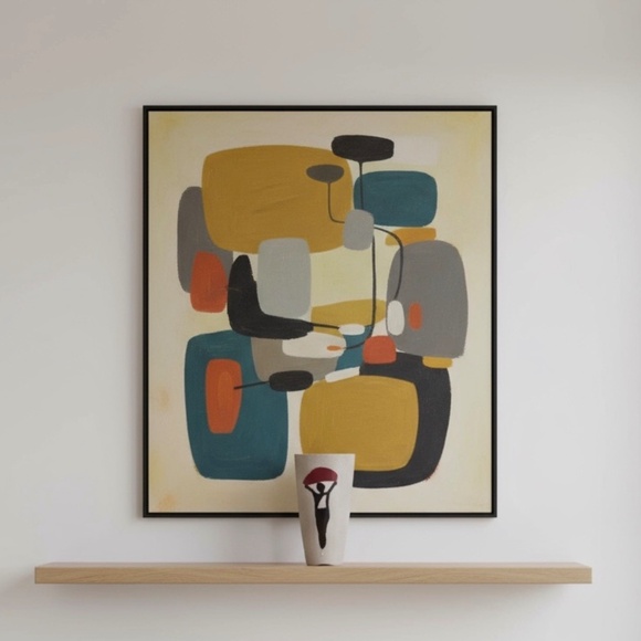 Vintage Japanese Textured Ceramic Vase with Abstract Parachute Figure - Picture 2 of 14